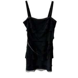 White by Vera Wang Multi Tier Sleeveless Crepe Chiffon Dress Black Size 18